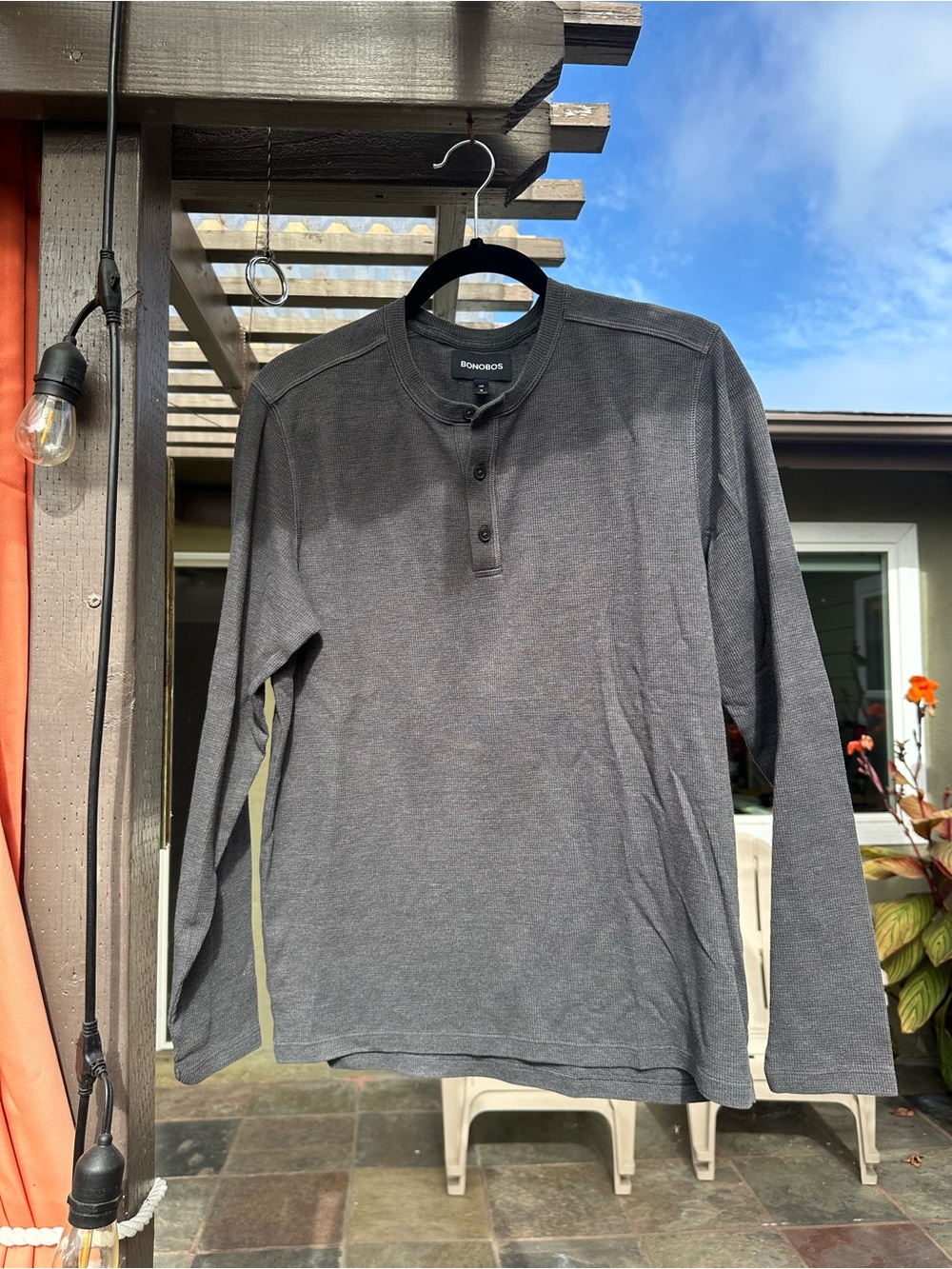 Bonobos Men's Long-Sleeve Henley in Charcoal Gray